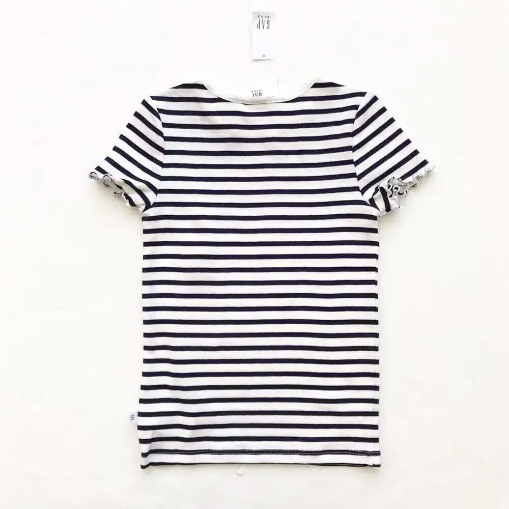 Gapkids NWT navy stripe short sleeve shirt S(6-7Y)